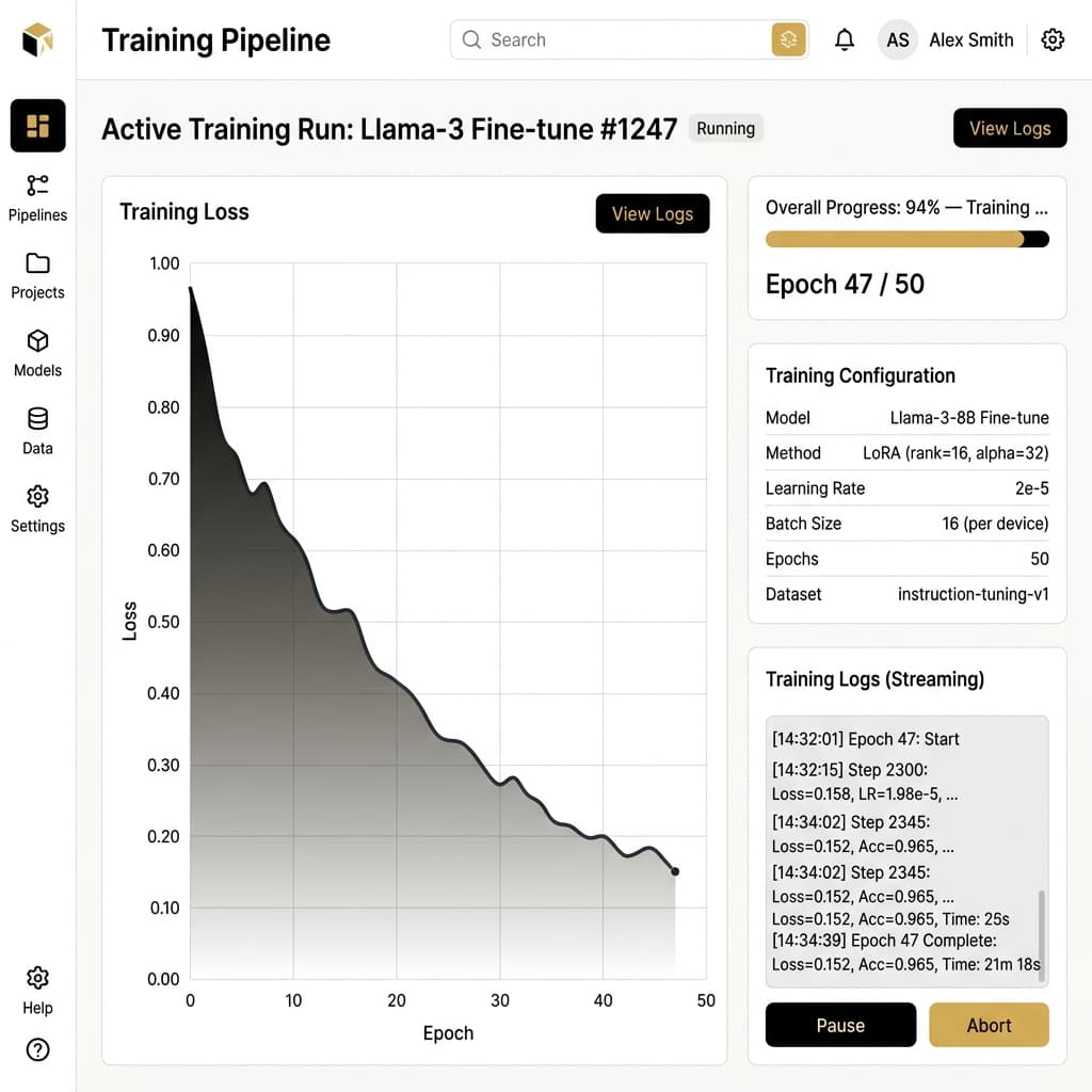 AI Model Training Pipeline Dashboard